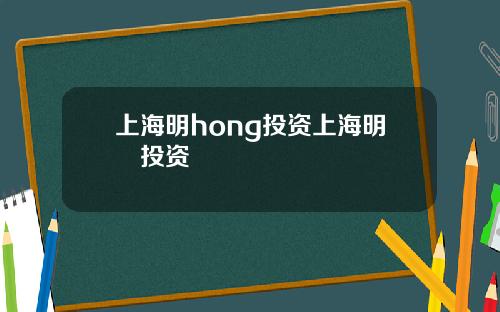 上海明hong投资上海明汯投资
