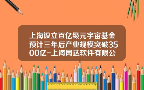 上海设立百亿级元宇宙基金预计三年后产业规模突破3500亿-上海网达软件有限公司