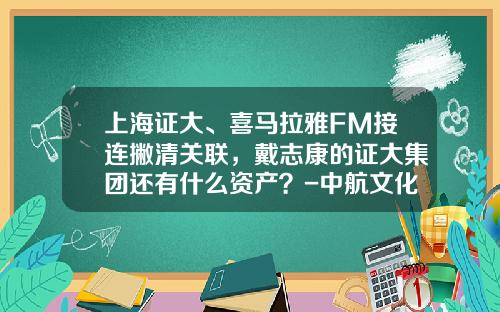 上海证大、喜马拉雅FM接连撇清关联，戴志康的证大集团还有什么资产？-中航文化股份有限公司官网