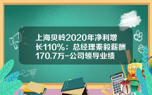 上海贝岭2020年净利增长110%:总经理秦毅薪酬170.7万-公司领导业绩