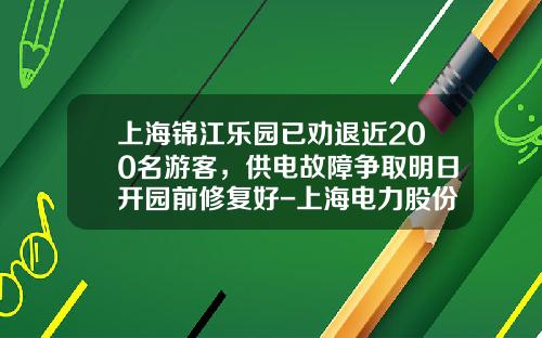 上海锦江乐园已劝退近200名游客，供电故障争取明日开园前修复好-上海电力股份有限公司的客户经理