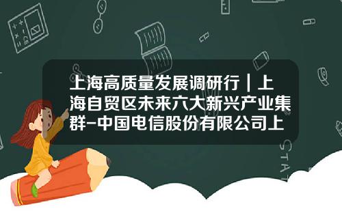 上海高质量发展调研行｜上海自贸区未来六大新兴产业集群-中国电信股份有限公司上海自贸试验区分公司