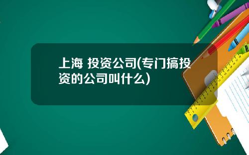 上海 投资公司(专门搞投资的公司叫什么)
