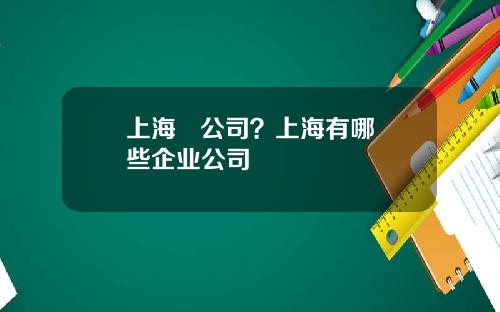 上海   公司？上海有哪些企业公司