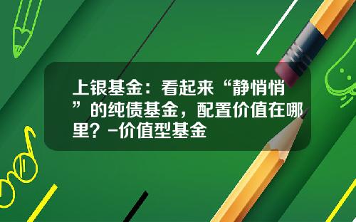 上银基金：看起来“静悄悄”的纯债基金，配置价值在哪里？-价值型基金