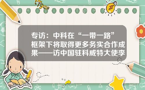 专访:中科在“一带一路”框架下将取得更多务实合作成果——访中国驻科威特大使李名刚-中国公司在科威特情况