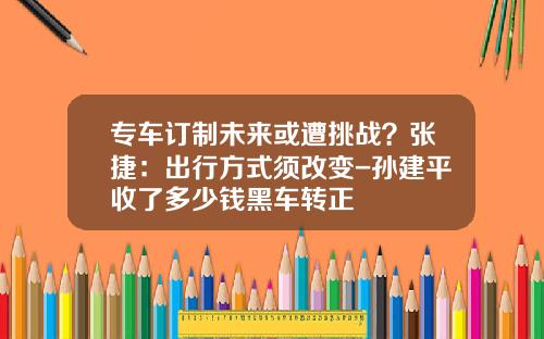 专车订制未来或遭挑战？张捷：出行方式须改变-孙建平收了多少钱黑车转正