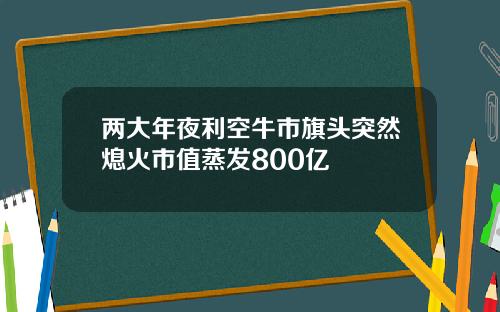 两大年夜利空牛市旗头突然熄火市值蒸发800亿