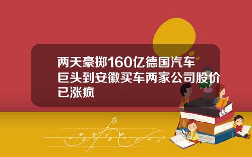 两天豪掷160亿德国汽车巨头到安徽买车两家公司股价已涨疯