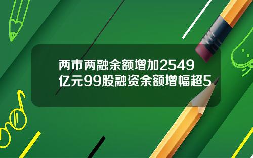 两市两融余额增加2549亿元99股融资余额增幅超5
