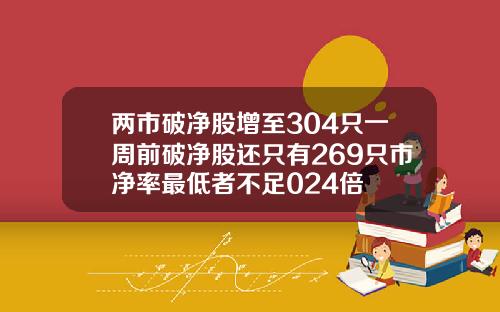 两市破净股增至304只一周前破净股还只有269只市净率最低者不足024倍