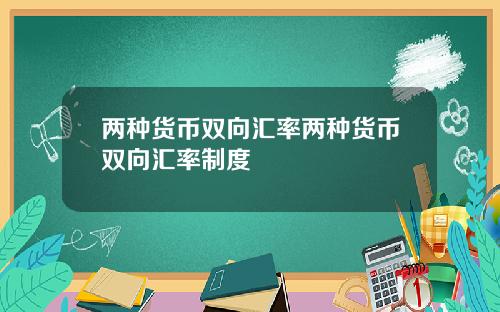 两种货币双向汇率两种货币双向汇率制度
