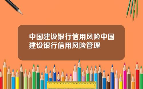 中国建设银行信用风险中国建设银行信用风险管理
