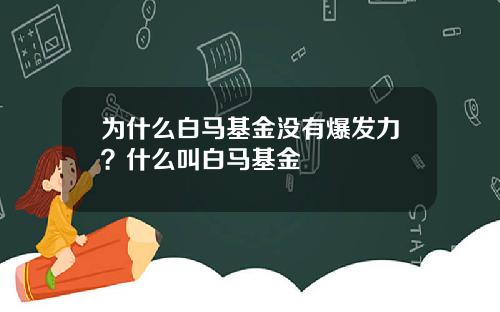 为什么白马基金没有爆发力？什么叫白马基金