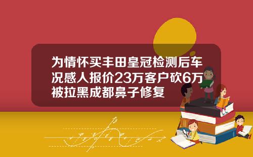 为情怀买丰田皇冠检测后车况感人报价23万客户砍6万被拉黑成都鼻子修复