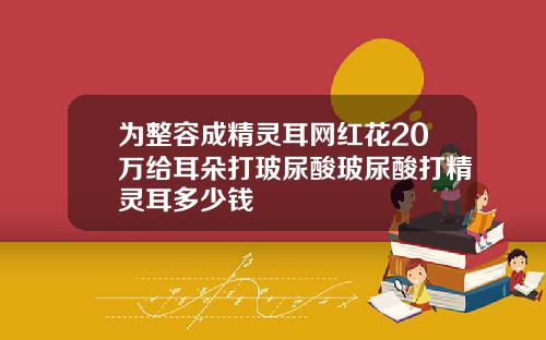 为整容成精灵耳网红花20万给耳朵打玻尿酸玻尿酸打精灵耳多少钱