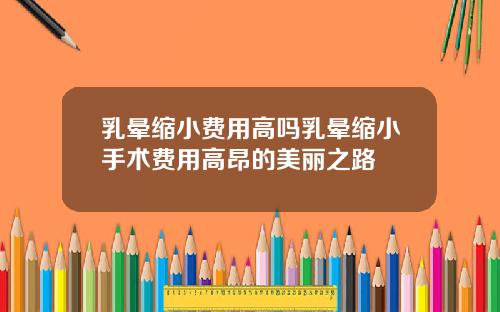 乳晕缩小费用高吗乳晕缩小手术费用高昂的美丽之路