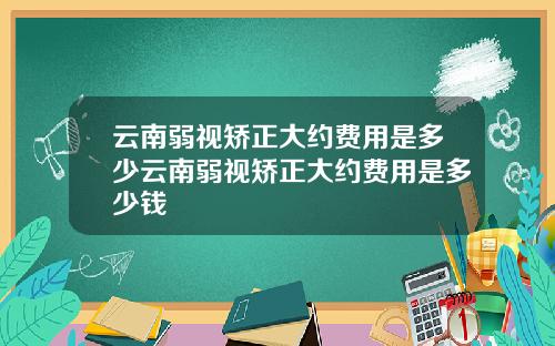 云南弱视矫正大约费用是多少云南弱视矫正大约费用是多少钱