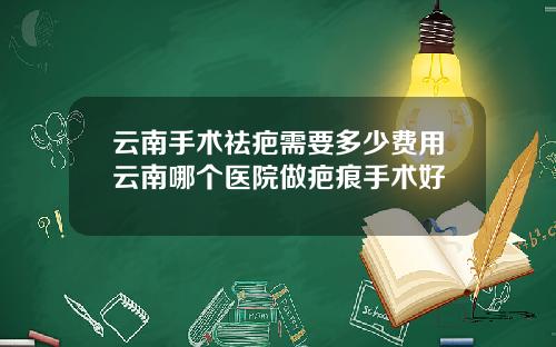 云南手术祛疤需要多少费用云南哪个医院做疤痕手术好