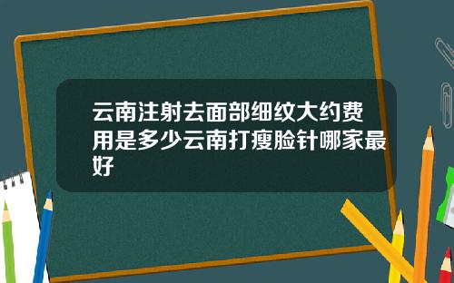 云南注射去面部细纹大约费用是多少云南打瘦脸针哪家最好