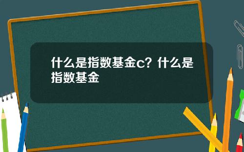 什么是指数基金c?什么是指数基金