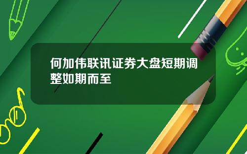 何加伟联讯证券大盘短期调整如期而至