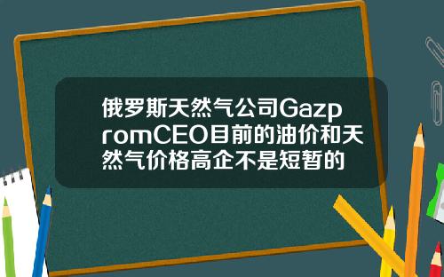 俄罗斯天然气公司GazpromCEO目前的油价和天然气价格高企不是短暂的
