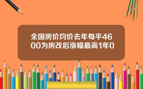 全国房价均价去年每平4600为房改后涨幅最高1年0
