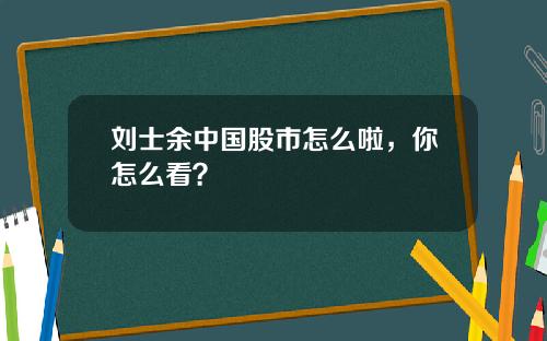 刘士余中国股市怎么啦，你怎么看？