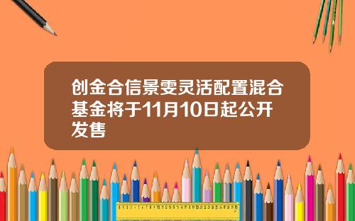 创金合信景雯灵活配置混合基金将于11月10日起公开发售