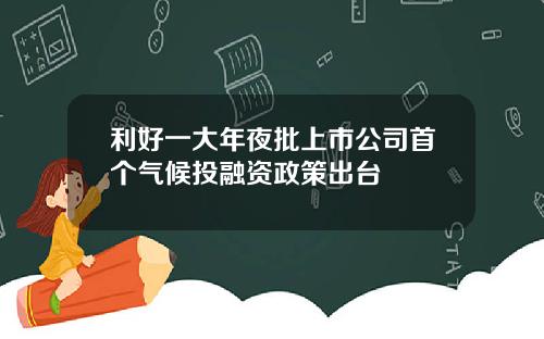 利好一大年夜批上市公司首个气候投融资政策出台
