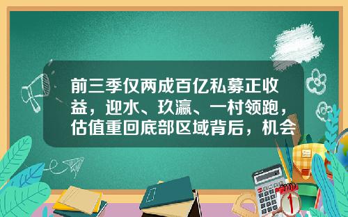 前三季仅两成百亿私募正收益，迎水、玖瀛、一村领跑，估值重回底部区域背后，机会已大于风险？-私募基金估值