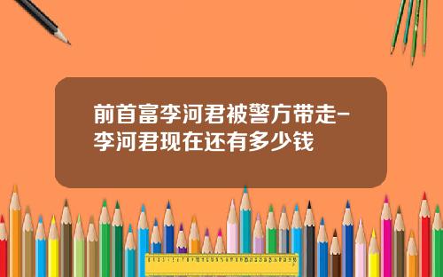 前首富李河君被警方带走-李河君现在还有多少钱