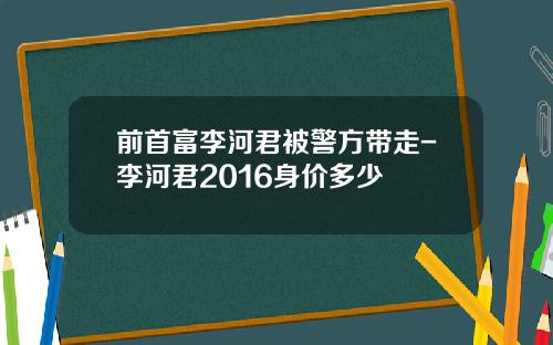 前首富李河君被警方带走-李河君2016身价多少