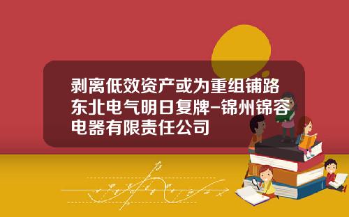 剥离低效资产或为重组铺路东北电气明日复牌-锦州锦容电器有限责任公司