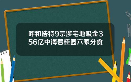 呼和浩特9宗涉宅地吸金356亿中海碧桂园六家分食