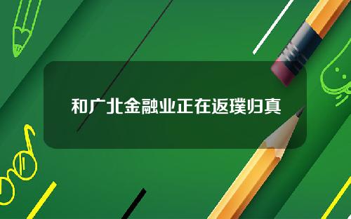 和广北金融业正在返璞归真