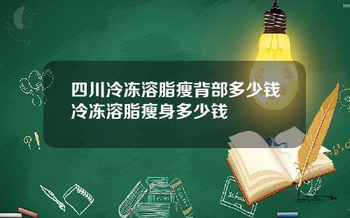 四川冷冻溶脂瘦背部多少钱冷冻溶脂瘦身多少钱