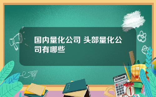 国内量化公司 头部量化公司有哪些
