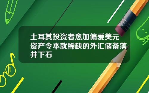 土耳其投资者愈加偏爱美元资产令本就稀缺的外汇储备落井下石