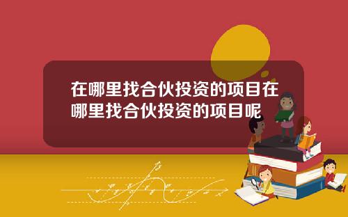 在哪里找合伙投资的项目在哪里找合伙投资的项目呢