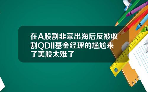在A股割韭菜出海后反被收割QDII基金经理的尴尬来了美股太难了