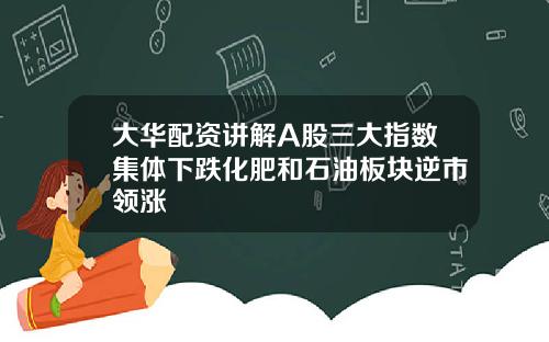 大华配资讲解A股三大指数集体下跌化肥和石油板块逆市领涨