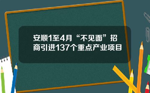 安顺1至4月“不见面”招商引进137个重点产业项目