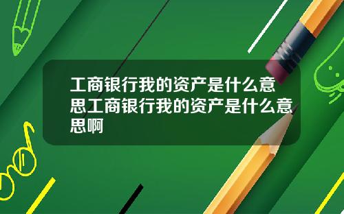 工商银行我的资产是什么意思工商银行我的资产是什么意思啊