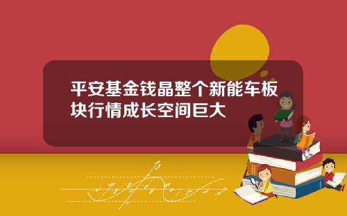 平安基金钱晶整个新能车板块行情成长空间巨大