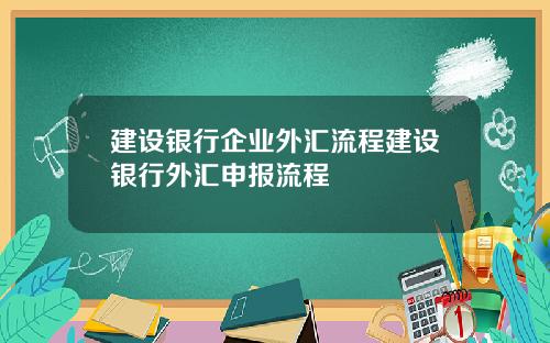 建设银行企业外汇流程建设银行外汇申报流程