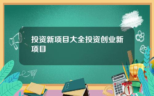 投资新项目大全投资创业新项目