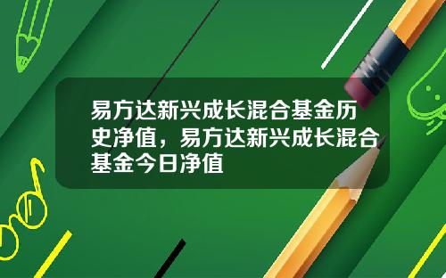 易方达新兴成长混合基金历史净值，易方达新兴成长混合基金今日净值