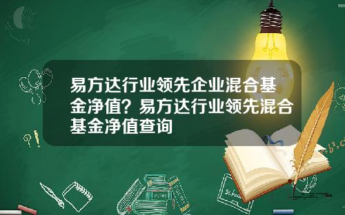 易方达行业领先企业混合基金净值？易方达行业领先混合基金净值查询